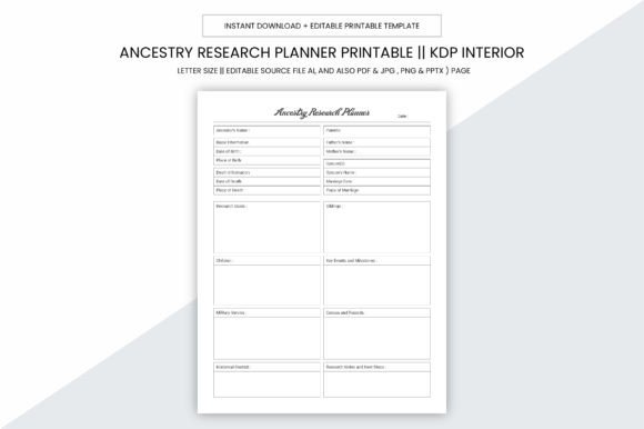 Ancestry Research Planner: A Comprehensive Guide for Personal, Commercial, and KDP Business Use