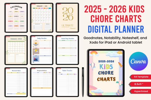 Digital 2025-2026 Kids Chore Charts