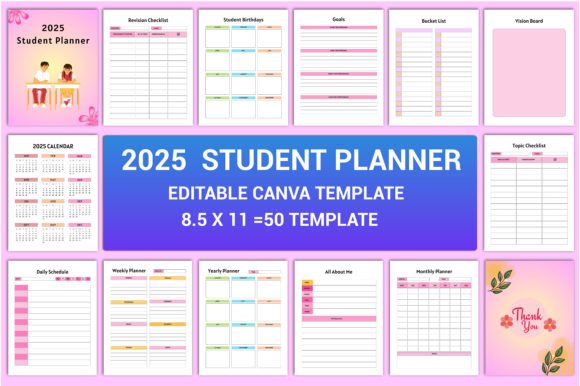 Editable 2025 Student Planner Interior