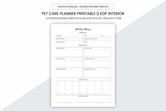Pet Care Planner Kdp Printable