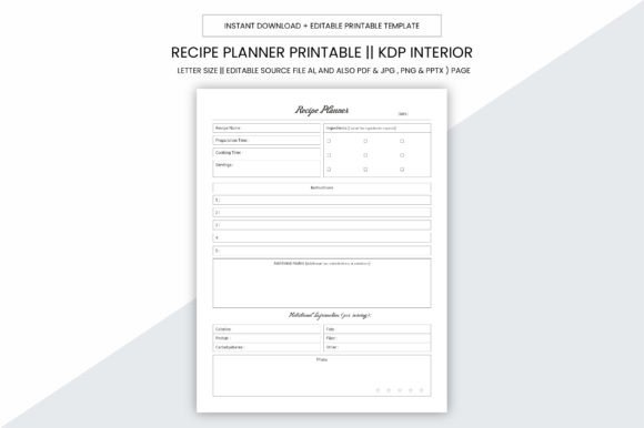 Recipe Planner Kdp Printable Interior: A Practical Tool for Organizing Your Culinary Creations