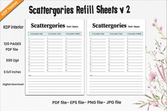 Scattergories Refill Sheets Graphic