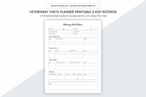 Veterinary Visits Planner Kdp Printable
